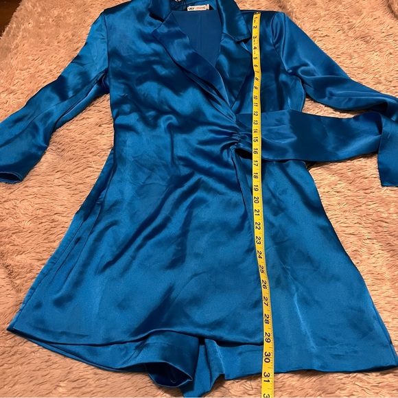 Zara blue satin effects wrap style romper - Picture 8 of 11